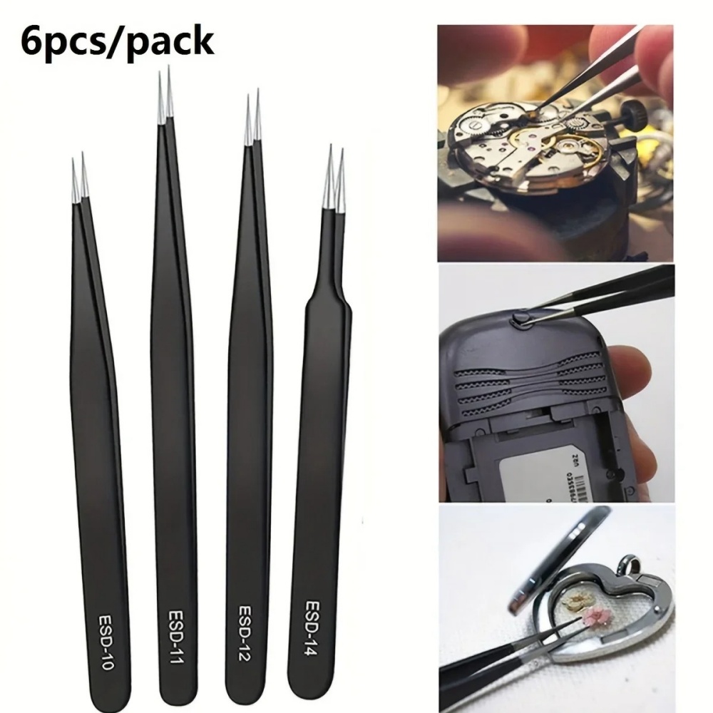 6pcs Precision Long Tweezers S - огляд і ціна Electronics Repair Tools