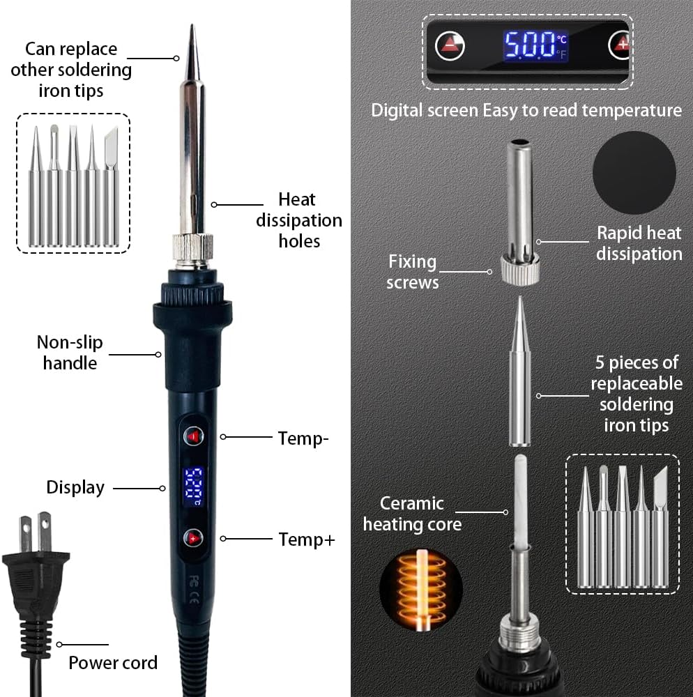 80W Soldering Iron Kit with LC - огляд і ціна Electronics Repair Images